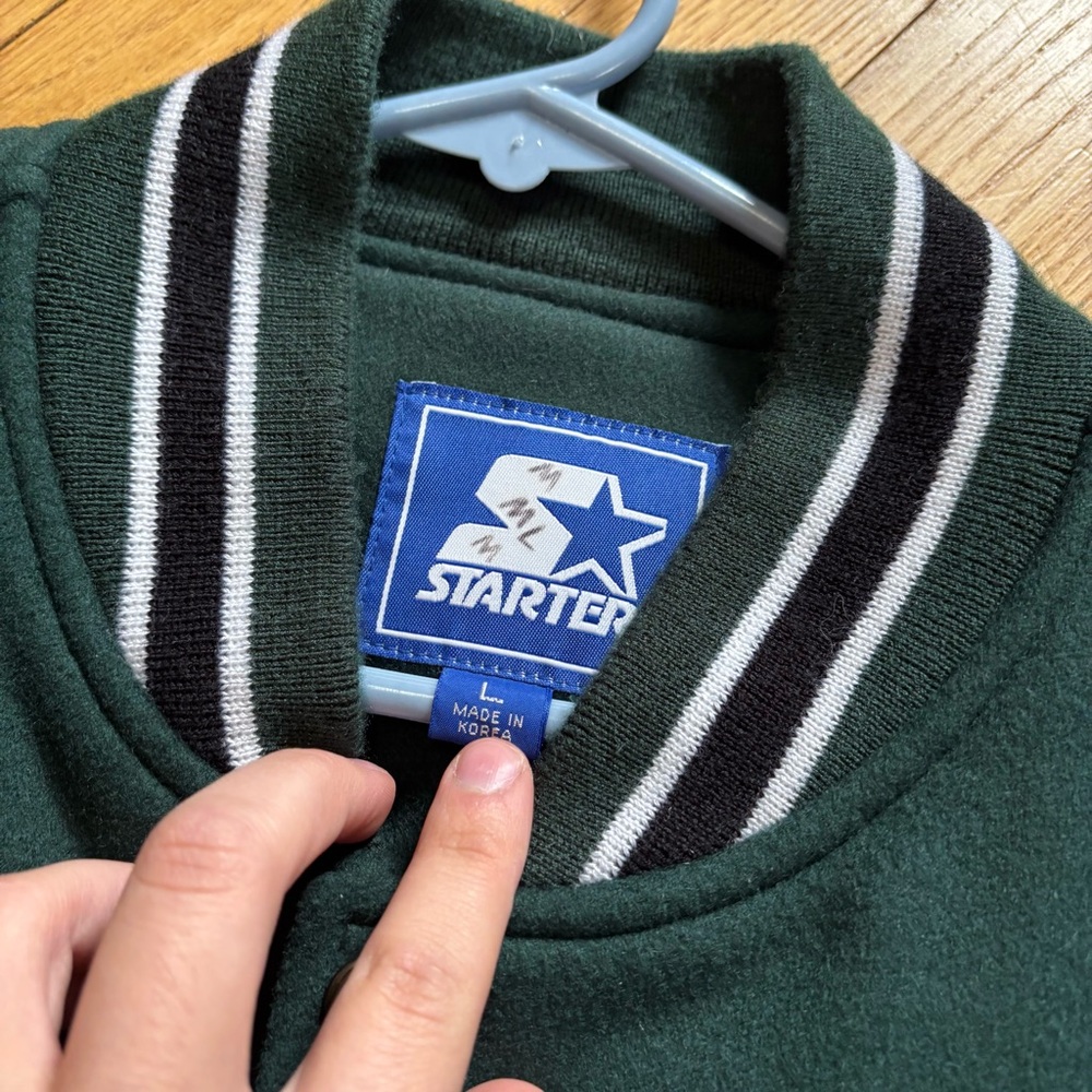 Vintage Starter Jacket Large New England Basketball Champs Letterman Wool 90s - Picture 5 of 6